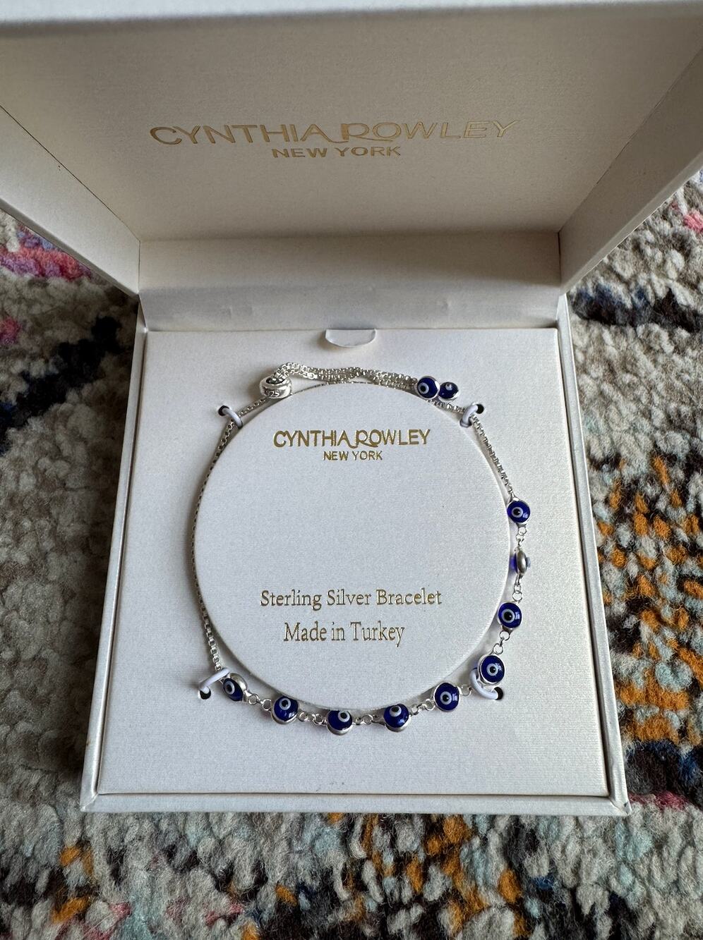 Cynthia Rowley Evil Eye Sterling Silver Bracelet Made In Turkey (w/box)